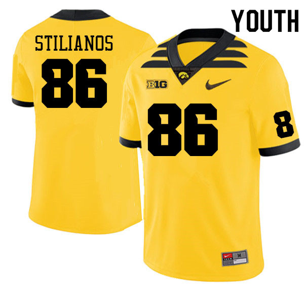 Youth #86 Steven Stilianos Iowa Hawkeyes College Football Alternate Jerseys Sale-Gold - Click Image to Close